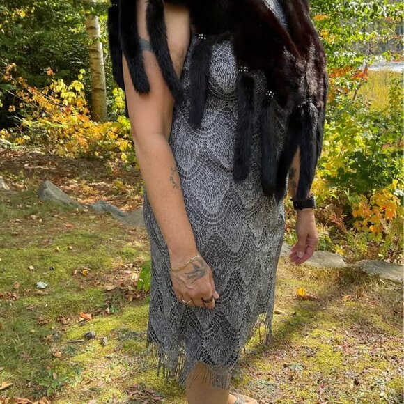Wrap Shawl Stole Fur Mink Scarf Black Color just Beautiful - Picture 2 of 5